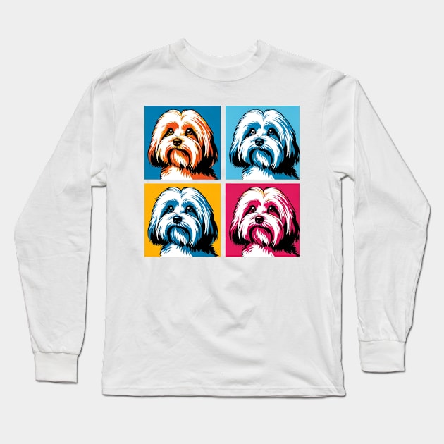 Havanese Pop Art - Dog Lover Gifts Long Sleeve T-Shirt by PawPopArt